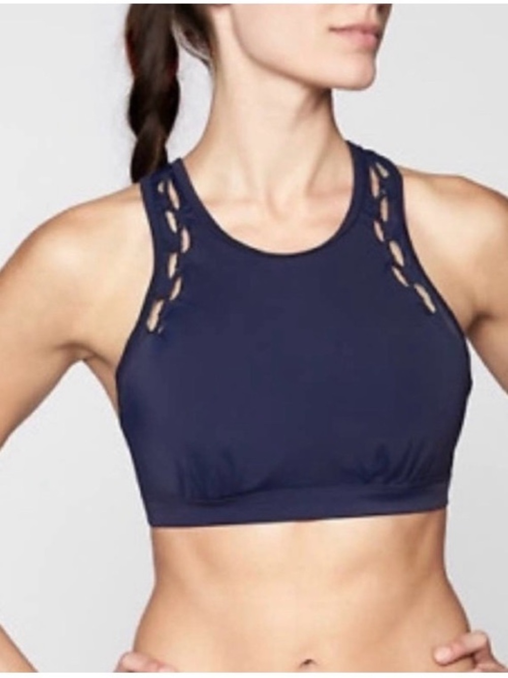 Athleta Loop High Neck Bikini Top in Navy